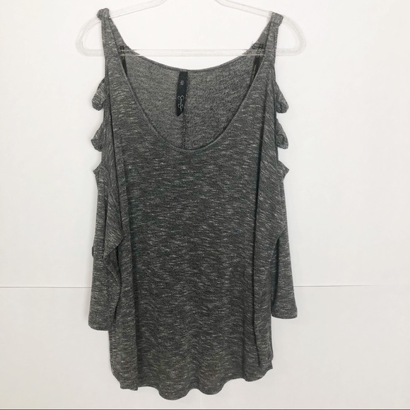 Jessica Simpson Tops - EUC Jessica Simpson Grey Marled cold shoulder top